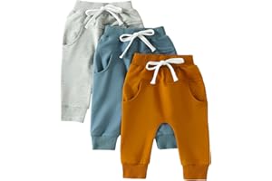 Himllauen Little Boy Trousers 3-Pack Solid Colour Bloomers 0-3 Years Toddler Sports Pants