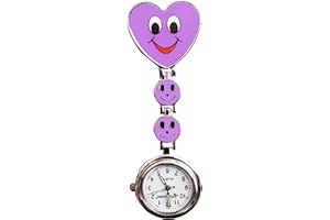 TIGA-MED Schwesternuhr Tigaheart Smiley Design Violett Clip und Batterie 1 Stück Kitteluhr Krankenschwesteruhr Pflegeruhr Pulsuhr