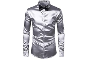 PARKLEES Lussuoso abito da uomo in seta lucida come raso a maniche lunghe per feste discoteca Prom