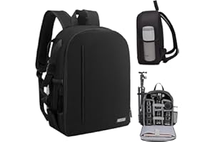CADeN Kamerarucksack Camera Backpack Wasserabweisend Kameratasche Fototasche Kompatibel mit Sony Canon Nikon（Schwarz）