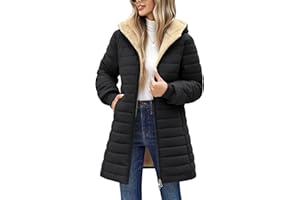 Tuopuda Manteau Femme Hiver Matelassée Veste Polaire Chaud Parkas Blouson Zippée à Capuche mi Longue Coat Outercoat Slim Fit Casual Jacket avec Poches