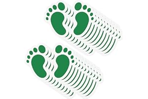 YIKIADA Green Floor Stickers with Footprint Pattern 10 × 15 cm Vinyl Self-Adhesive Floor Markings for Children Imprint Waterproof Floor Stickers 20 Sheets