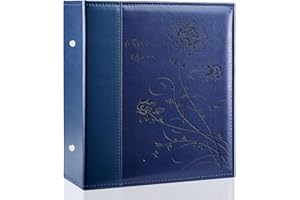 Miaikoe Album photo 10 x 15 cm, 400 photos à enfiler, grande capacité, couverture en cuir, peut contenir 400 photos verticales 10 x 15 cm, pour mariage, famille, bleu