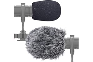 SUNMON Microphone Windscreen for Rode VideoMicro, VideoMic Me Me-L & Shotgun Microphone, Foam & Furry Windscreen Muff, Wind Filter Pop Protection (Pack of 2)