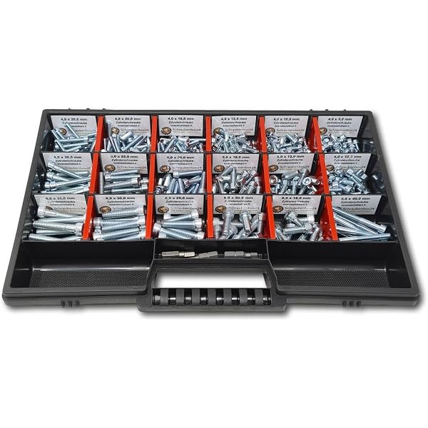 Muttern Sortiment M4-M5-M6-M8-M10-M12 554 tlg. Schraubenbox 