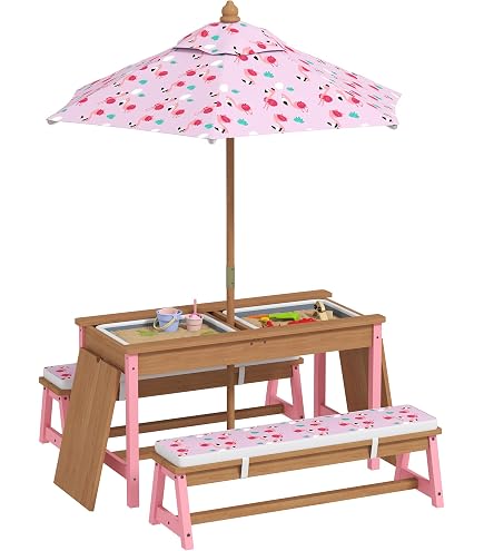 EXIT Toys Aksent Table Pique-Nique Bois Avec Bacs Sable Eau - Table Jeu Enfants Jardin 120x94x50cm