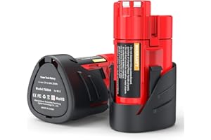 HTongD Batteria di ricambio per Milwaukee 12v: 3,0Ah agli ioni di litio per Milwaukee M12 - compatibile M12B 48-11-2411 48-11-2420 48-11-2401 48-11-2402 48-11-2401 (2 pezzi)