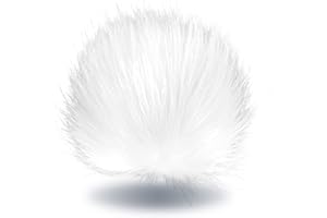 Wohnkult 15-17 cm, pompon in pelliccia sintetica con bottone automatico per berretti, 16 colori (bianco)