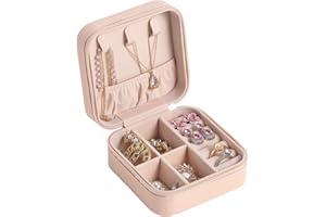 RAPECOTT Scatole Portagioie, Cofanetto Portagioie Gioielli da Viaggio da Donna Organizzatore da Ragazza Custodia Piccola da Gioielleria per Anelli Orecchini Collane Bracciali (rosa nudo)