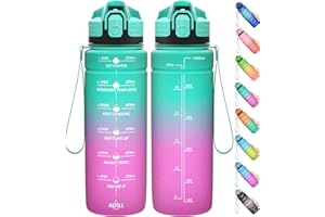 Coolfel Motivational Water Bottle with Time Markings, 1.5l 1l Sports Water Bottle 700ml 500ml Kids Water Bottles, BPA Free Tritan Leakproof Reusable Drink Bottle for Gym, School, Running