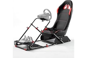 DIWANGUS UK Racing Simulator Cockpit with Split Sim Racing Seat Sim Racing Cockpit Steering Wheel Chair Leather Foldable Rig for Logitech G29 G920 G923 G25 G27 Thrustmaster T300Rs T300RS GT T150Rs TX