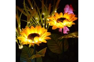 HOMELEO 2 Pack Solar Sunflower Lights, Outdoor Garden Solar Powered Decorative Artificial Flowers Stake Lights for Gardening Flower Bed Patio Yard Pathway Garden Memorial Cemetery Grave Xmas Bush Decorations