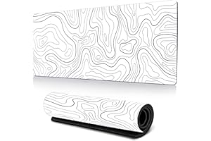 Jadin Mauspad XXL Mauspad Gaming 900x400mm, Gaming Mousepad XXL Mousepad Gaming Liquid Design,Gaming Mauspad Groß Vernähte Kanten, rutschfeste Schreibtischunterlage für PC, Verbessert Präzision, Weiß