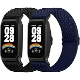 WNIPH 2 Piezas de Correas Elásticas Ajustables Compatibles con Xiaomi Smart Band 9 active/Redmi Smart Band 3, Correa de nailo
