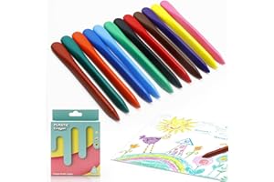 Koyigo Washable Crayons for Toddlers, 12 Colors Non-Toxic Crayons, Safe Wax Crayons for Age 2-6 Year Old, Colouring Crayons for Kids Pack, Educational Learning Drawing Pens, Art Supplies Toys