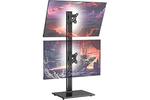 ELIVED Dual Monitor Stand - Freestanding Arm for 13-32 Inch Monitors, VESA 75x75/100x100mm, Up to 15KG, 360° Rotation, Height Adjustable EV2012