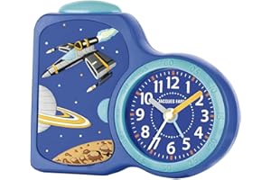 JACQUES FAREL Kinderwecker Jungen Weltraum blau ohne Ticken, mit Licht und Snooze ACB 08SPA