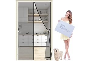 AIPPEI Moustiquaire Porte Fenetre Rideau Moustiquaire Magnétique, 125x210 cm Anti Insectes Fermeture Automatique Facile à installer pour Porte de Balcon,Cave,Terrasse, Noir P