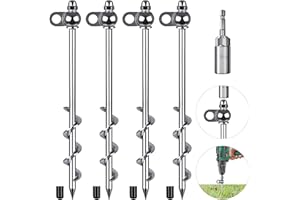 Lifeswell 12 Inch Ground Anchors, 4 Pcs Heavy Duty Tent Stakes, Easy to Install and Reusable, for Camping Tents, Trampolines, Sheds, Swing Sets, Securing Animals