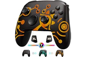 PALPOW [Leuchtend Modus] Switch Controller Wireless, Switch Controller Kompatibel mit Switch/OLED/Lite, Firefly Bluetooth Kontroller Gamepad mit 7 LED-Farben/NFC/Turbo/Bewegungssteuerung,Braun