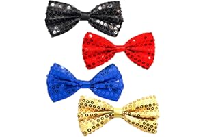 EUPSIIU 4 Pezzi Papillon Scintillante Preannodato Uomo Con Paillettes, Regolabile Fancy Dress Costume Decorazione per Feste, Matrimoni, Banchetti