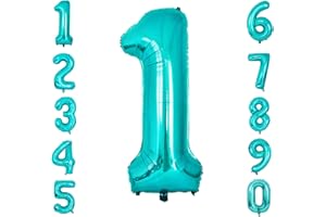 Ousuga Teal Blau Luftballon Größe 1 Ballon, 40 Zoll Jumbo-Folie Mylar Heliumballon Strand Meerjungfrau Unterwasserwelt Delphin Thema Selbstaufblasbar Jungen Geburtstag Party Dekoration (1)
