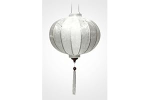 ART SAIGON Lampion Asiatisch Hoi an Seide weiß R – Ø 47 cm – Handwerkskunst aus Vietnam (REF. R40-B)