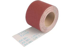 Shineboc Rollo de Papel de Lija Grano 320, 93 mm x 10 m,Lijador de Corindón Paño Suave Papel de Lija Para Trabajos en Madera Metal Acero y Acero Inoxidable
