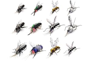 YZD Mouche de pêche à la Mouche réaliste mis Sec Bouteille de moustiques Mouches Bumble Wasp Steelhead Truite Arc-en-Ciel à la Main leurre de pêche kit Flyfishing