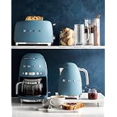 Smeg Mat Storm Blue&reg; &Ouml;zel Seri Kettle & 1x2 Ekmek Kızartma Makinesi ve Filtre Kahve Makine Seti