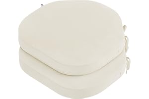 PRIMEPATIO Seat Cushions for Dining Chairs Set of 2, 5cm thick Chair Pads with Ties for Kitchen Garden Living Room, Slip Resistant Indoor Outdoor Seat Cushion, 45x45cm, Beige