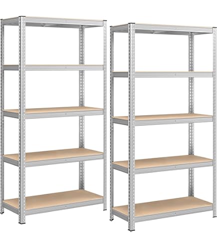 Bayersystem SMARTPLAST 1000 Opbergrek, kunststof rek met 5 planken, 185 x 100 x 40, tot 350 kg, rek voor zware lasten, kelderrek, werkplaatsrek, van kunststof, grijs/zwart