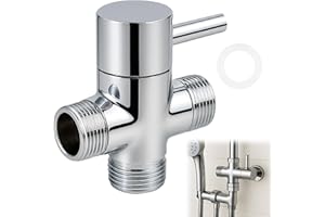 Huybaa Valvola deviatore di ricambio per doccia, adattatore a T a 3 vie, valvola di intercettazione per soffione doccia, Deviatrice Valvola Commutatore 1/2 Ag Zu 1/2 Ag