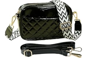 Vpoofree Bolso Bandolera Mujer Pequeña Cuero PU Bolso de Hombro Nuevo moda Crossbody Bag con 2 Correas de Hombro Extraíble y Ajustable para Teléfono para Viajes Causales Vida Diaria(Negro