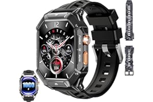 OUKITEL BT80 Reloj Inteligente Hombre, 2.13" AMOLED Smartwatch Militar con Llamadas Bluetooth, 5ATM Impermeable, 100+ Modos Deporte Pulsómetro Presión Arterial Monito de Sueño, Android iOS