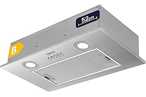 CIARRA CBCS5913A Hotte Aspirante Intégrée - 52cm - Classe B - Hotte Encastrable 300 m³/h - Evacuation ou Recyclage - Filtre à Charbon Non Inclus