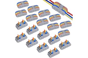 DIUJHUUY 18 Pcs Lever Nut Wire Connectors, Conductor Compact Electrical Wire Cable Connectors, Quick Splicing Terminal Block Connectors, Cable Clamp Terminal Block Spring Connectors - Multicolor Lever