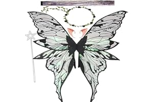 JIAHUADE Skrzydła wróżki w kształcie motyla, skrzydła wróżki dla dorosłych i dzieci, z uszami Elfa, opaska na czoło i różdżka w kształcie gwiazdy, odpowiednie na przyjęcia urodzinowe, karnawały, cosplay