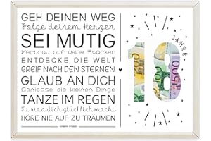 KIIMIIPA 18.Geburtstag Mädchen Junge,18.Geburtstag Geldgeschenk,Geschenke Zum 18 Geburtstag Mädchen Junge,18 Jahre Geburtstag Junge Mädchen,Bilderrahmen für 18 Geburtstag Deko Geldgeschenke (Style 1)