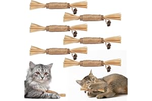 Adiwo Palitos de Hierba Gatera, 6pcs Juguetes Masticables de Rafia para Gatos 15 cm Palitos de Matatabi de Madera, Palitos Hierba Gatera Naturales para la Limpieza y el Cuidado de los Dientes de Gato