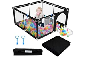 JUSONEY Baby Playpen, Baby Playpen with Mat, 50”×50” Baby Playarfor Toddler with Zipper Door, Indoor & Outdoor Playard for Kids Activity Center with Anti-Slip Base, Sturdy Safety, Breathable Mesh