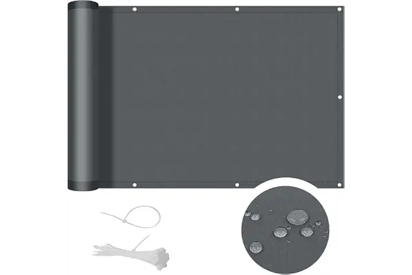 Cool Area Pantalla Privacidad para Balcón 90x300 cm Impermeable Malla de Ocultacion Protección Opaca para Jardín Exterior Terraza,Protección UV,Resistente al Viento,con Ataduras de Cables,Antracita