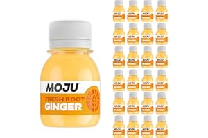 MOJU Ginger Shots (24x60ml) Immune Support, Natural Ingredients, No Added Sugars or Sweeteners, Vegan, Energy Shots