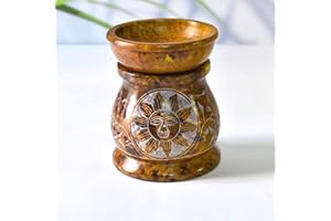 India House Difusor de Aroma Quemador de Aceite, Soporte para Velas de té de esteatita, Trabajo Jali Tallado a Mano, esteatita, para aromaterapia (Sun)