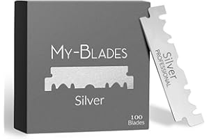 My-Blades® - Silver - 100 hojas de afeitar fabricadas en acero alemán de un solo filo, media hoja templada con hielo para navajas de afeitar y shavette