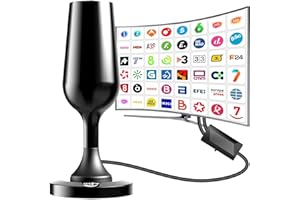 DGUPSP Antena TV Interior Potente 2025, Digital Antena Television portatil con Base Magnética y Amplificador de señal - 4K 1080P VHF UHF DVB-T2 DVB-T - (Negro)
