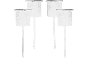 ‎BIGDEAN BigDean 4er Set Kerzenhalter weiß mit kurzem Spieß - Für Stabkerzen 22 mm Durchmesser - Nostalgisches Shabby-Design - Für Kränze, Tischgestecke & Blumentöpfe - Ideal als Deko für Weihnachten & Wohnung