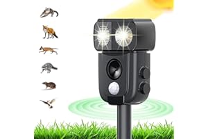 LOFFU Ultrasonic Cat Repeller, Animal Repeller Outdoor, Solar Powered Animal Scarer, Repellent for Garden, Waterproof Repeller with Motion Sensor, Animal Repeller for Cat, Dog, Skunks, Squirrel