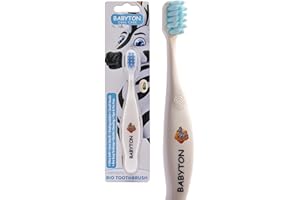 Babyton Bio Toothbrush - Eco-Friendly, Soft Bristles for Babies, Ergonomic Handle, Biodegradable Corn Cob Material (Zebra)