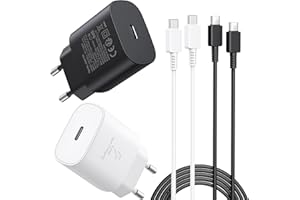 ANYKON Ładowarka USB C, 2 sztuki, 25 W, z kablem do szybkiego ładowania, Samsung 1,8 m, USB C, kabel do ładowania z zasilaczem, szybka ładowarka do Samsung Galaxy S23/S22/S21 Ultra/S21+/S20/Galaxy a53 5